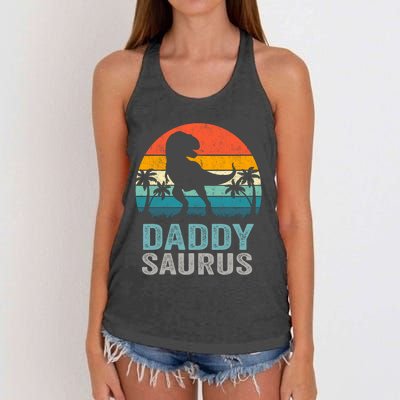 Daddysaurus Funny FatherS Day T Rex Daddy Saurus Women's Knotted Racerback Tank