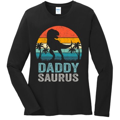 Daddysaurus Funny FatherS Day T Rex Daddy Saurus Ladies Long Sleeve Shirt