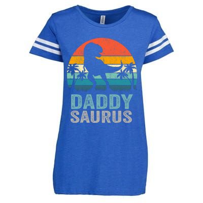 Daddysaurus Funny FatherS Day T Rex Daddy Saurus Enza Ladies Jersey Football T-Shirt