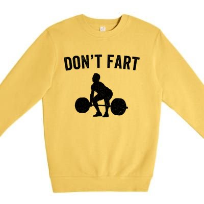 Don't Fart Funny Weight Lifting Gym Workout Fitness Weights Great Gift Premium Crewneck Sweatshirt