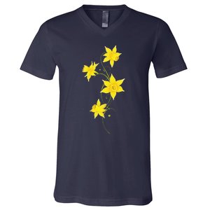 Daffodils Flower Floral Spring Design Easter V-Neck T-Shirt