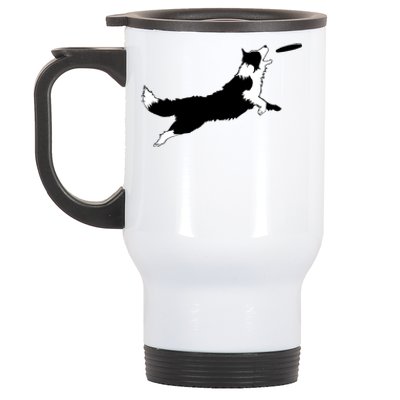 Dog Fetch Frisbee Border Collie Cool Gift Dog Lover Gift Meaningful Gift Stainless Steel Travel Mug