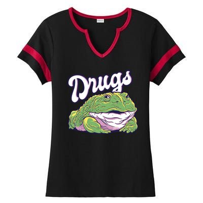 Drugs Frog Funny Ladies Halftime Notch Neck Tee