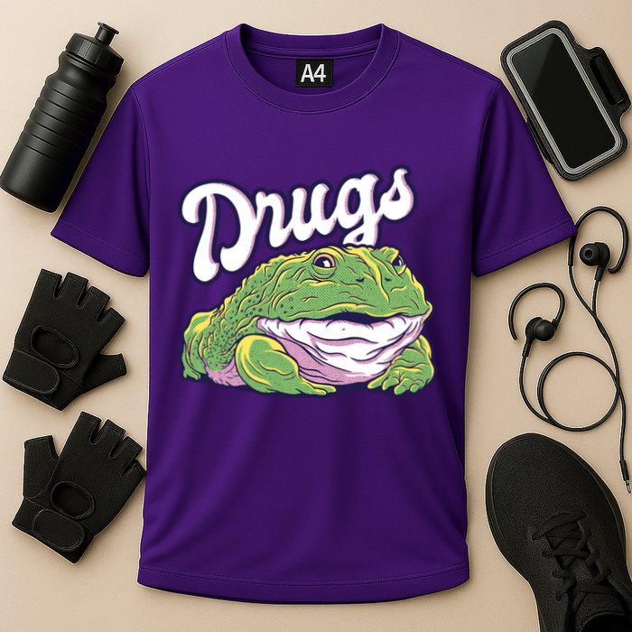 Drugs Frog Funny Cooling Performance Crew T-Shirt