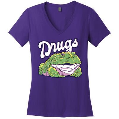 Drugs Frog Funny Women's V-Neck T-Shirt