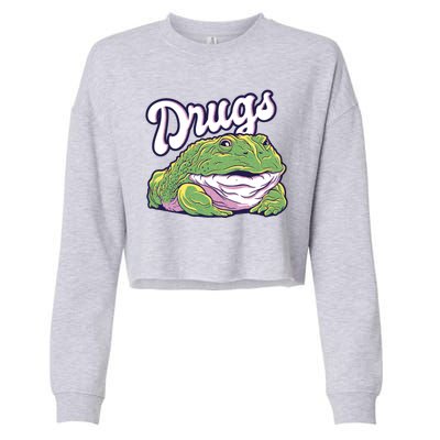 Drugs Frog Funny Cropped Pullover Crew