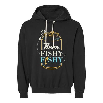 Dad Fishing for Beer Fishy Novelty Garment-Dyed Fleece Hoodie