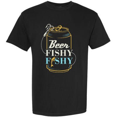 Dad Fishing for Beer Fishy Novelty Garment-Dyed Heavyweight T-Shirt