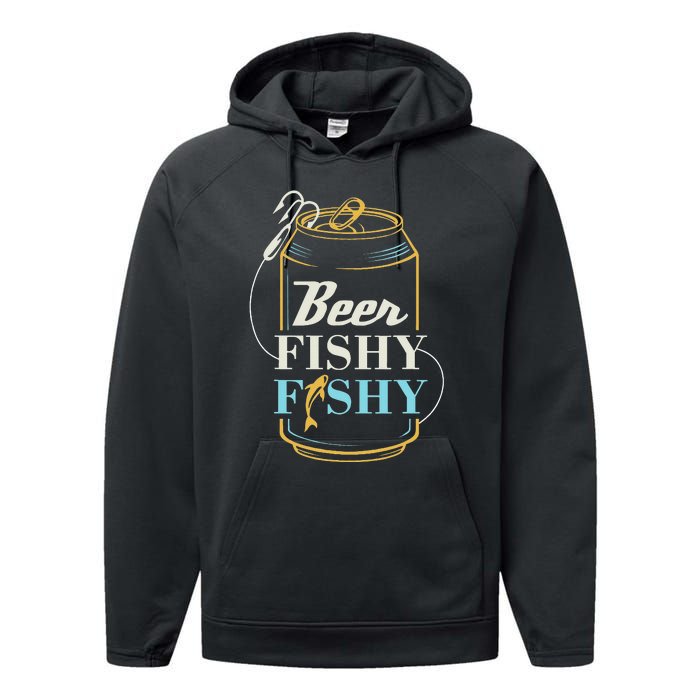 Dad Fishing for Beer Fishy Novelty Performance Fleece Hoodie