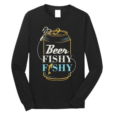 Dad Fishing for Beer Fishy Novelty Long Sleeve Shirt