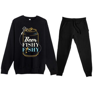 Dad Fishing for Beer Fishy Novelty Premium Crewneck Sweatsuit Set