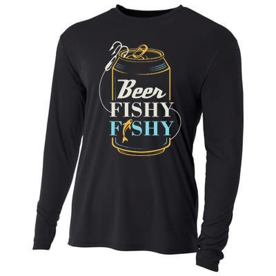 Dad Fishing for Beer Fishy Novelty Cooling Performance Long Sleeve Crew