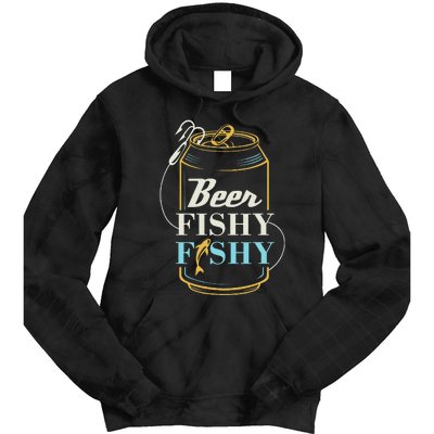 Dad Fishing for Beer Fishy Novelty Tie Dye Hoodie