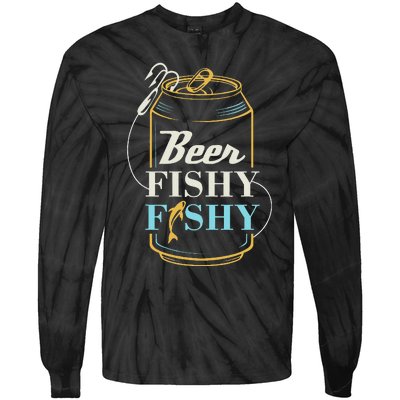 Dad Fishing for Beer Fishy Novelty Tie-Dye Long Sleeve Shirt