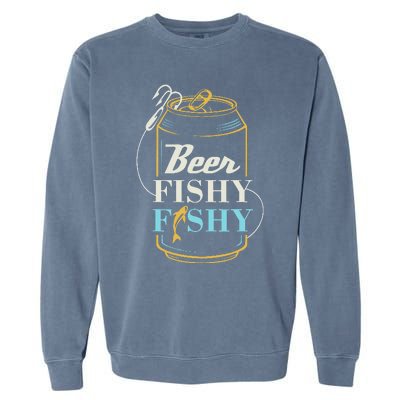 Dad Fishing for Beer Fishy Novelty Garment-Dyed Sweatshirt