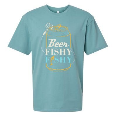 Dad Fishing for Beer Fishy Novelty Sueded Cloud Jersey T-Shirt