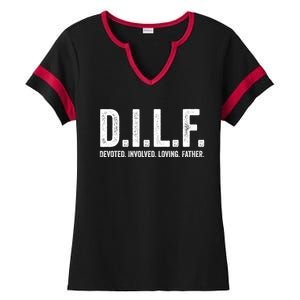 Dilf Funny Fathers Day Gift For Dad Gift Ladies Halftime Notch Neck Tee