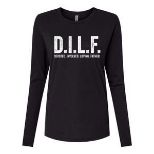 Dilf Funny Fathers Day Gift For Dad Gift Womens Cotton Relaxed Long Sleeve T-Shirt