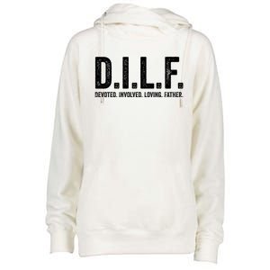 Dilf Funny Fathers Day Gift For Dad Gift Womens Funnel Neck Pullover Hood