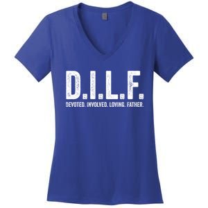 Dilf Funny Fathers Day Gift For Dad Gift Women's V-Neck T-Shirt