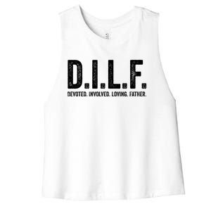 Dilf Funny Fathers Day Gift For Dad Gift Women's Racerback Cropped Tank