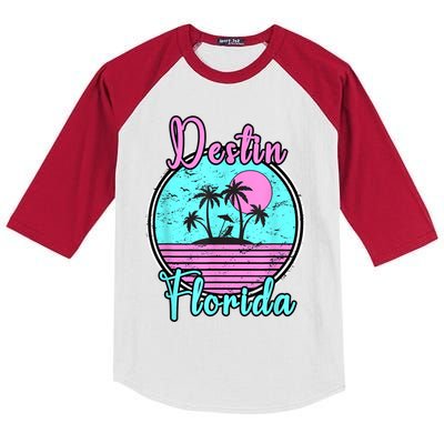 Destin Florida Fl Beach Travel Souvenir Gift. Kids Colorblock Raglan Jersey