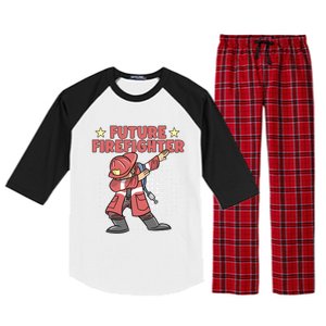 Dabbing Future Firefighter Fire Gift Raglan Sleeve Pajama Set