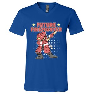 Dabbing Future Firefighter Fire Gift V-Neck T-Shirt