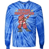 Dabbing Future Firefighter Fire Gift Tie-Dye Long Sleeve Shirt