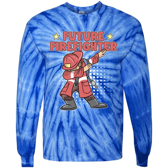 Dabbing Future Firefighter Fire Gift Tie-Dye Long Sleeve Shirt