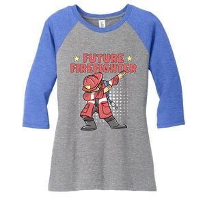 Dabbing Future Firefighter Fire Gift Women's Tri-Blend 3/4-Sleeve Raglan Shirt