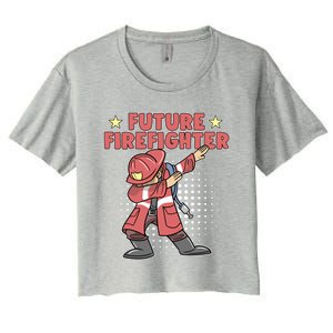 Dabbing Future Firefighter Fire Gift Women's Crop Top Tee