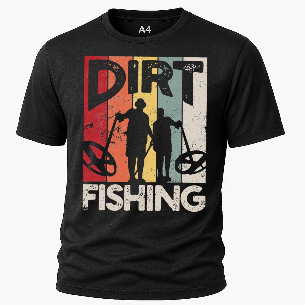Dirt Fishing Funny Beach Treasure Detecting Metal Detector Cooling Performance Crew T-Shirt