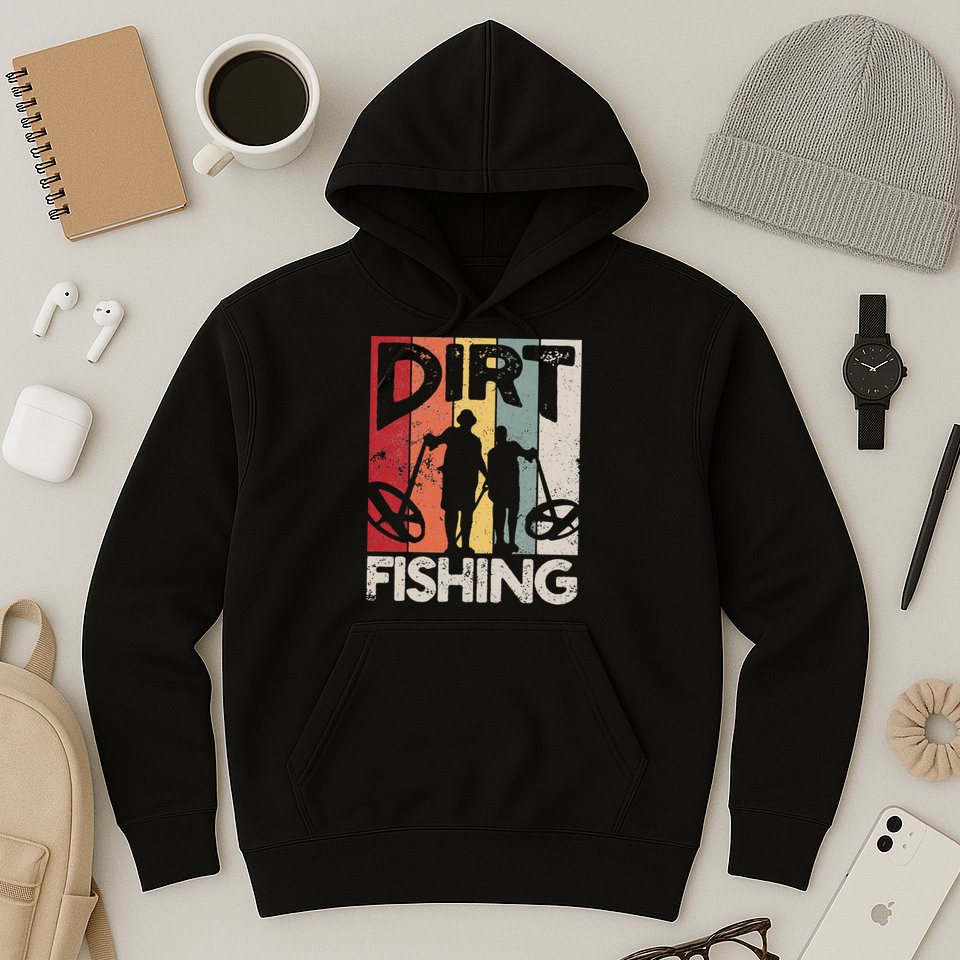 Dirt Fishing Funny Beach Treasure Detecting Metal Detector Hoodie