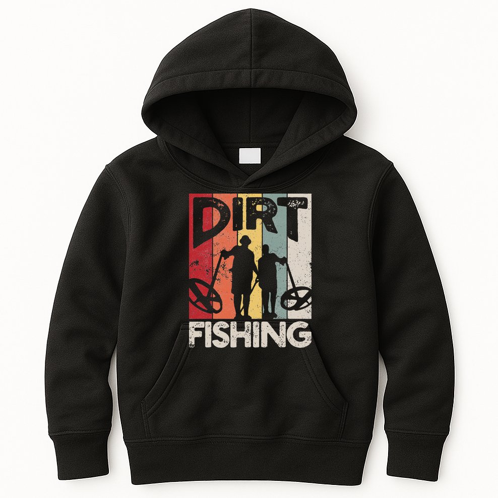 Dirt Fishing Funny Beach Treasure Detecting Metal Detector Kids Hoodie