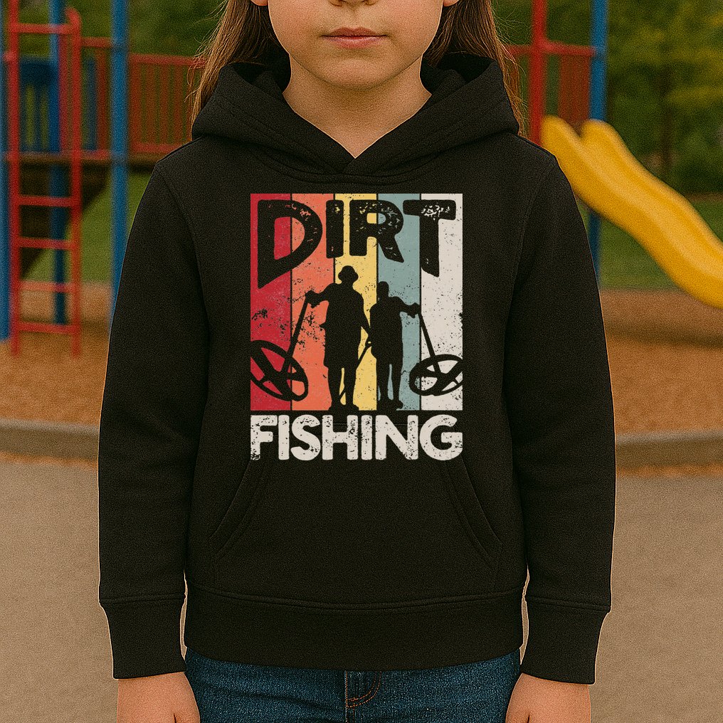 Dirt Fishing Funny Beach Treasure Detecting Metal Detector Kids Hoodie