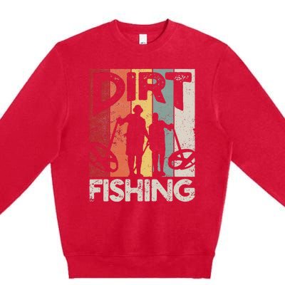 Dirt Fishing Funny Beach Treasure Detecting Metal Detector Premium Crewneck Sweatshirt