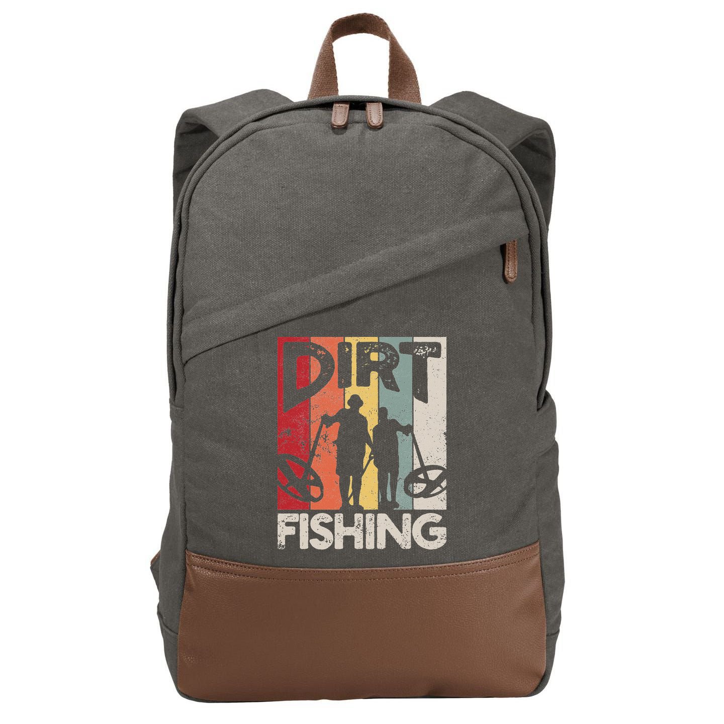 Dirt Fishing Funny Beach Treasure Detecting Metal Detector Cotton Canvas Backpack