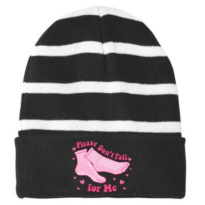 Dont Fall For Me Valentines Day Non Slip Socks Nurse Pct Cna Striped Beanie with Solid Band