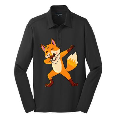 Dabbing Fox Foxes Lover Silk Touch Performance Long Sleeve Polo