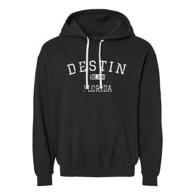 Destin Florida FL Vintage stage athletic style Garment-Dyed Fleece Hoodie