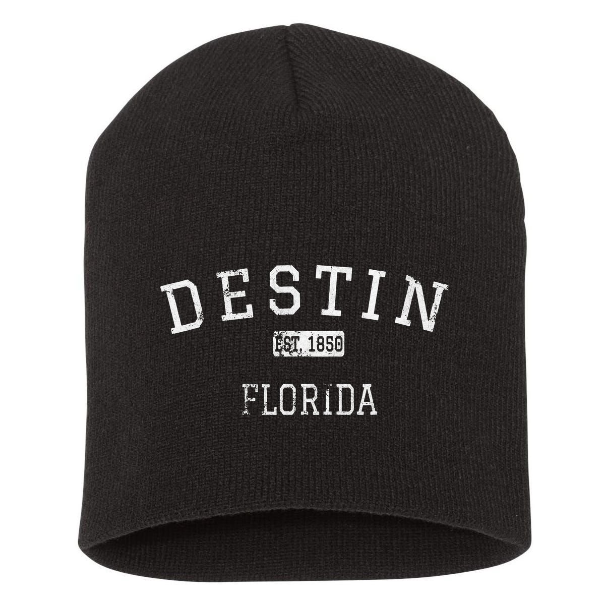 Destin Florida FL Vintage stage athletic style Short Acrylic Beanie