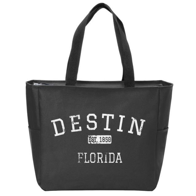 Destin Florida FL Vintage stage athletic style Zip Tote Bag