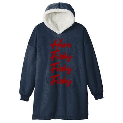 Distressed Funny Fishing Here Fishy Love Summer Lake Gift Hooded Wearable Blanket