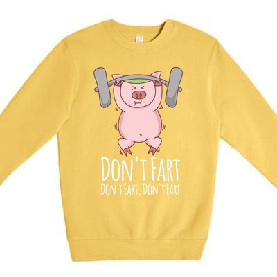 Don't Fart Funny Fitness Gym Workout Squats Gift Premium Crewneck Sweatshirt