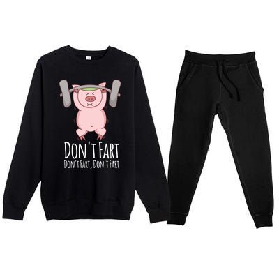 Don't Fart Funny Fitness Gym Workout Squats Gift Premium Crewneck Sweatsuit Set