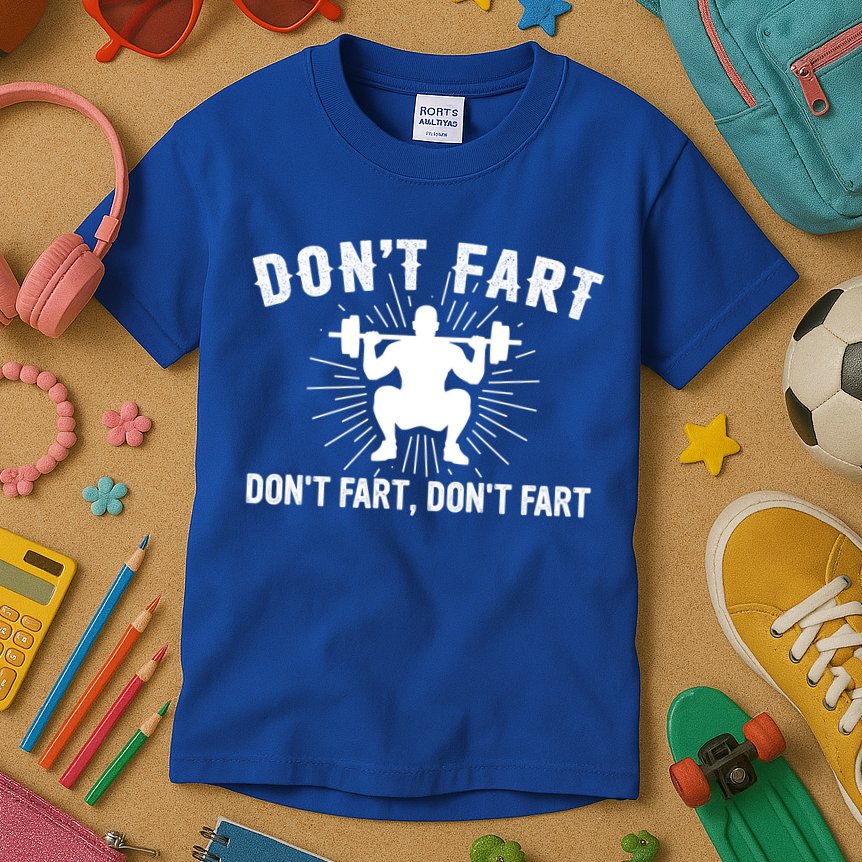 Don't Fart Funny Weight Lifting Gym Workout Fitness Gift Kids T-Shirt