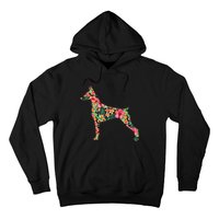 Doberman Flower Funny Dog Silhouette Floral Gifts  Hoodie