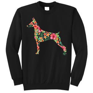 Doberman Flower Funny Dog Silhouette Floral Gifts  Sweatshirt