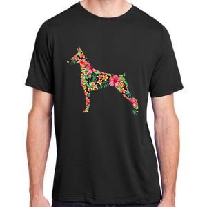 Doberman Flower Funny Dog Silhouette Floral Gifts  Adult ChromaSoft Performance T-Shirt